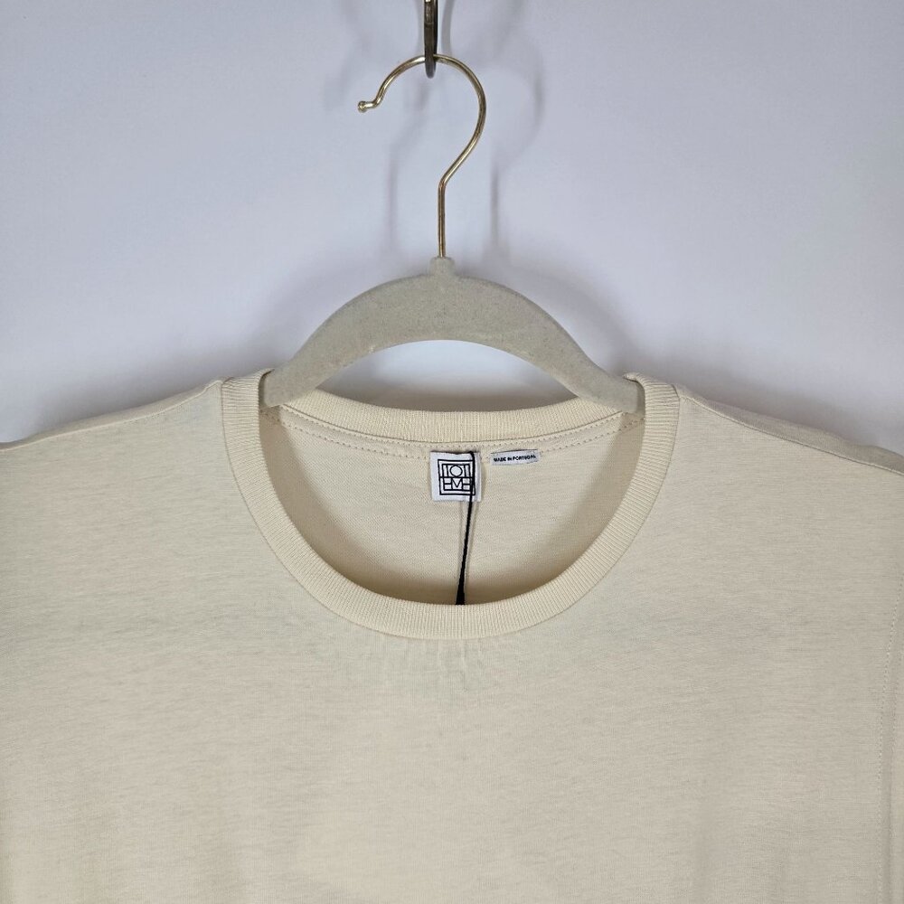 Toteme Sleeveless Cotton Tee Dress in Vanilla Minimalist Midi Size Large NEW - Picture 3 of 9